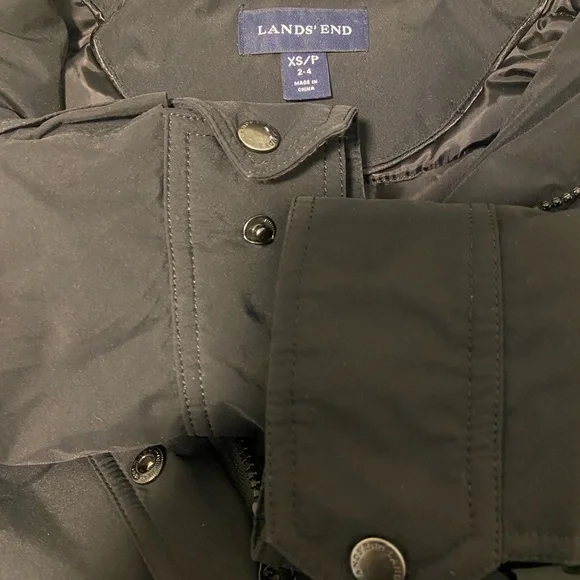Lands End Long Black Winter Coat Insulated Capsule XS - Picture 3 of 4